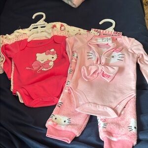Hello Kitty Pink 6 months Baby Outfit Sets Two (3 piece sets) ***CUTE***